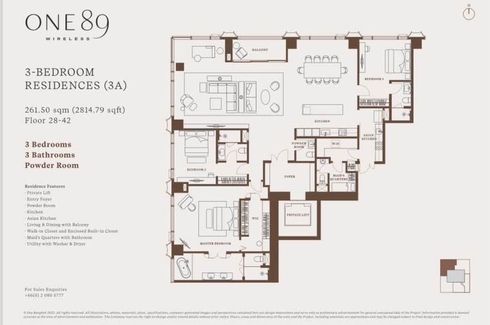 3 Bedroom Condo for sale in One89 Wireless, Lumpini, Bangkok near MRT Lumpini