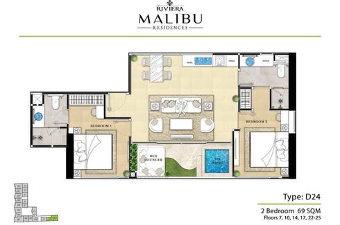 2 Bedroom Condo for sale in The Riviera Malibu & Residences, Nong Prue, Chonburi